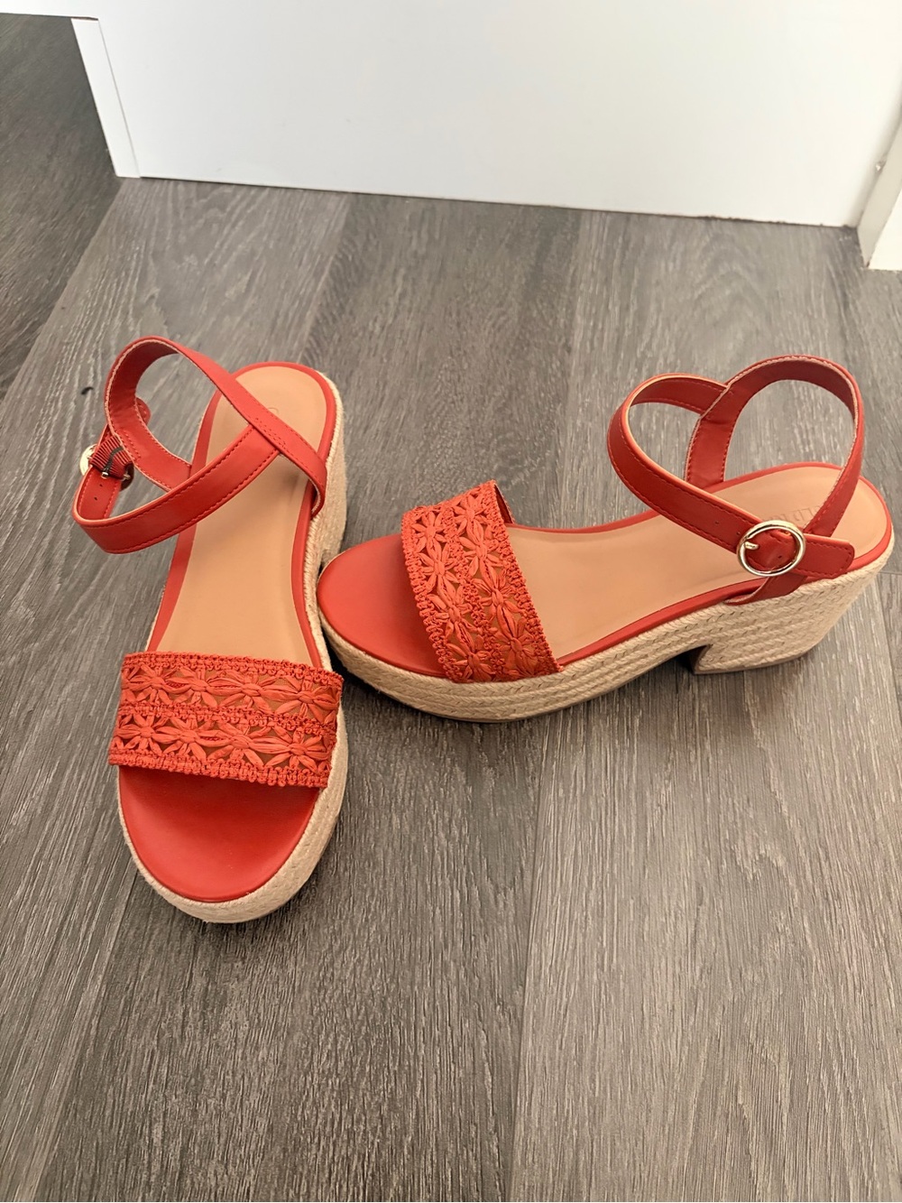 Women’s Red Espadrille Platform Sandals with Ankle Strap